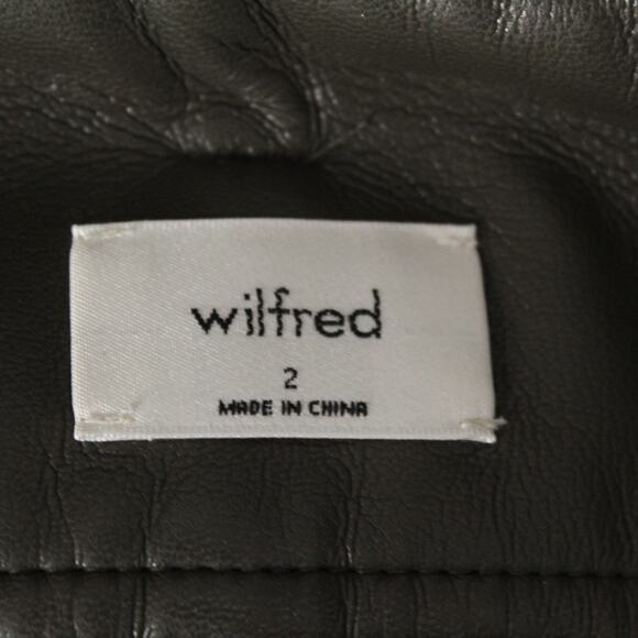 Aritzia Wilfred High Tied Faux Leather Belted Pants Olive Pockets Vegan 79497 2 - Picture 5 of 6